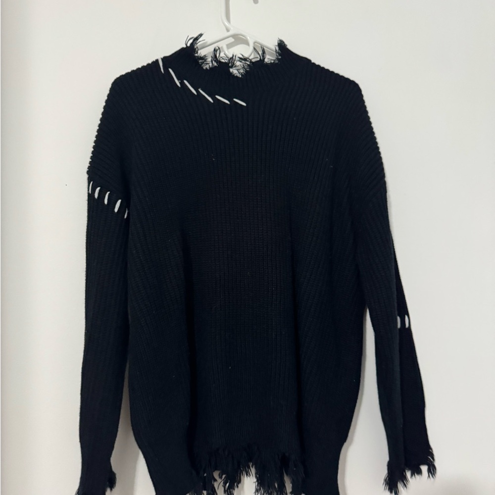 Black Distressed Sweater